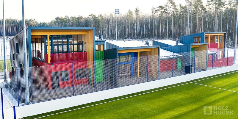 Построенные объекты Спортивный комплекс из клееного бруса в парке Малевича Барвиха Holz House 9